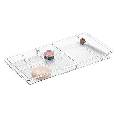 InterDesign Clarity Plastic Expandable Drawer Organizer for Vanity, Bathroom, Kitchen, Desk Storage,
