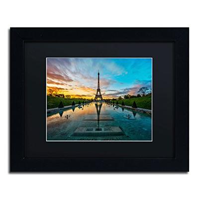 Sunrise in Paris Artwork by Mathieu Rivrin Frame, 11 by 14-Inch, Black