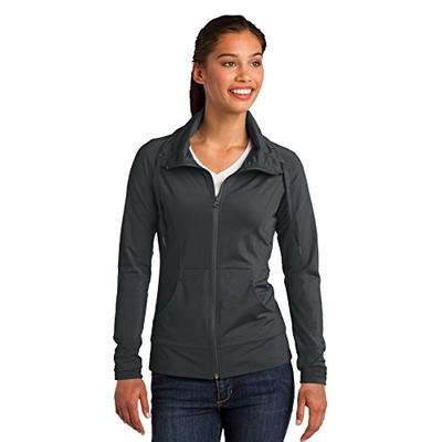 Sport-Tek Ladies Sport-Wick Stretch Full-Zip Jacket, Charcoal Grey, XX-Large