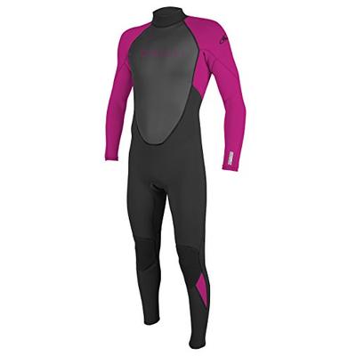 O'Neill Youth Reactor-2 3/2mm Back Zip Full Wetsuit, Black/Berry, 6