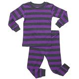 Leveret Striped 2 Piece Pajama Set 100% Cotton (10 Years, Purple & Grey) screenshot. Sleepwear directory of Clothes.