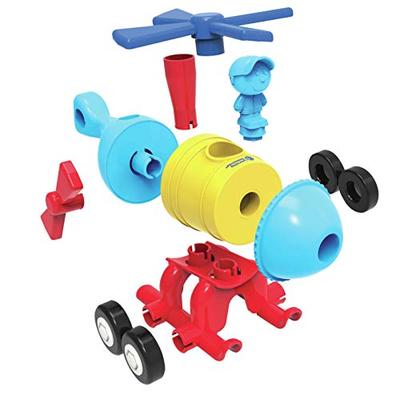 Learning Resources 1-2-3 Build It! Rocket, Train, Helicopter, 15 Pieces