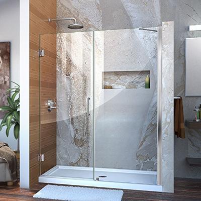 DreamLine Unidoor Min 56 in. to Max 57 in. Frameless Hinged Shower Door in Chrome finish, SHDR-20567