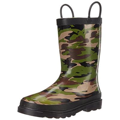 Western Chief Boys Waterproof Printed Rain Boot with Easy Pull On Handles, Camo, 1 M US Little Kid
