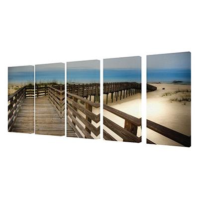 Stupell Home Décor 5 Piece Bridge To The Beach And Sand Canvas Art Set, 10 x 1.5 x 21, Proudly Made