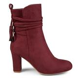 Brinley Co. Womens Faux Suede Wrap Strap Tasseled Booties Wine, 8.5 Regular US screenshot. Shoes directory of Clothing & Accessories.