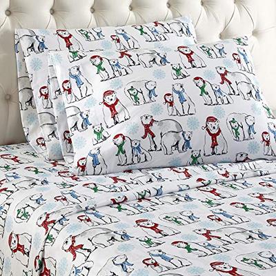 Shavel Home Products Micro Flannel Sheet Set, Polar Bears, King