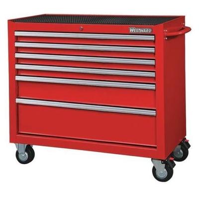 Westward 42" Rolling Cabinet, 6 Drawers, Red, 32H852