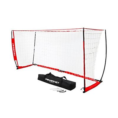 PowerNet Soccer Goal 8x4 Portable Bow Style Net | Metal Base | Durable Fiberglass Vertical Poles | Q