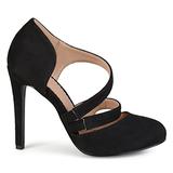 Brinley Co. Womens Round Toe Faux Suede Crossover Strap High Heels Black, 8 Regular US screenshot. Shoes directory of Clothing & Accessories.