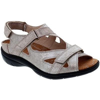 Drew Shoe Lagoon Women's Therapeutic Diabetic Extra Depth Sandal: Champagne/Metallic 7.5 Narrow (AA)