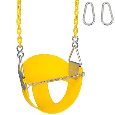 Swing Set Stuff Highback Half Bucket (Yellow) with 5.5 Ft. Coated Chain and SSS Logo Sticker