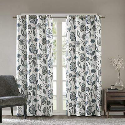Aqua Curtains For Living room , Casual Light Room Darkening Curtains For Bedroom , Camille Floral Fa