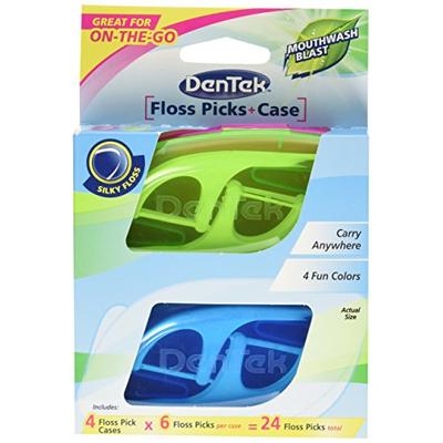 Dentek Travel Case with Flossers in Tray, 4 Count (Pack of 6)
