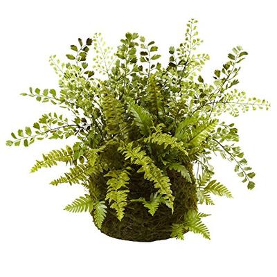 Nearly Natural 4846 Mixed Fern with Twig and Moss Basket