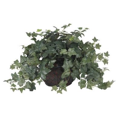 Nearly Natural 6635 Puff Ivy with Vase Decorative Silk Plant, Green
