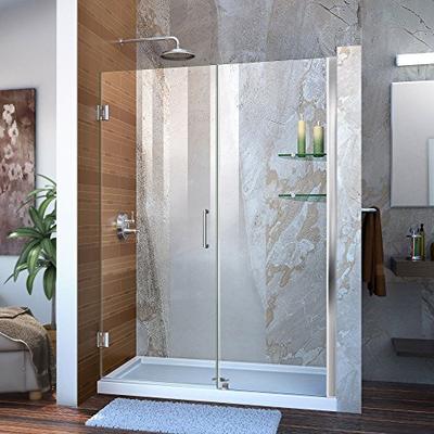 DreamLine Unidoor Min 53 in. to Max 54 in. Frameless Hinged Shower Door in Chrome finish, SHDR-20537