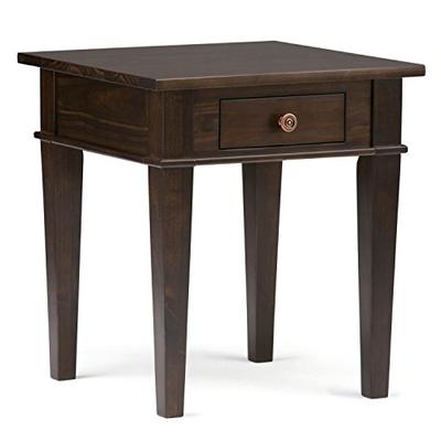 Simpli Home 3AXCCRL-03 Carlton Solid Wood 18 inch wide Square Contemporary End Side Table in Tobacco