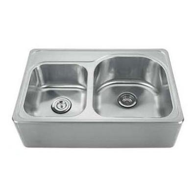 Whitehaus WHNAPD3322-BSS Noah'S Collection 33-Inch Double Bowl Drop-In Sink with a Seamless Customiz