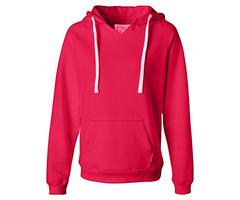 J. America womens Sydney Brushed V-Neck Hood(JA8836)-WILDBERRY-XL