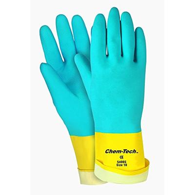 Memphis 5400S Blue Neoprene on Yellow Latex Flock Lined Glove, Size 10 (12 Pair)