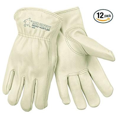 MCR Safety Grain Cow Full Leather Driver Premium Grade Gloves with Keystone Thumb and Self-Hemmed, X