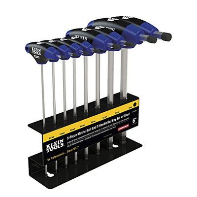 Hex Key Kit with Stand, Ball End T-Handle, 6-Inch Metric, 8-Piece Klein Tools JTH68MB