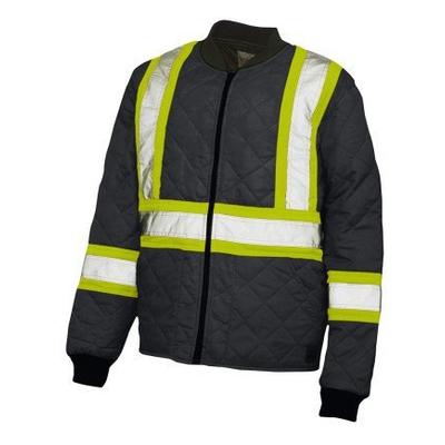 Work King Safety Men's Hi Vis Quilted Safety Jacket, Black XL