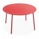 Oviala - Table de jardin ronde en acier rouge 120 x 72 cm - Palavas - Rouge