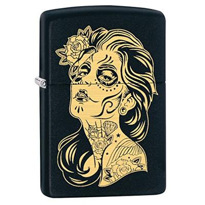 Zippo Lighter: Day of The Dead Girl, Engraved - Black Matte 79494