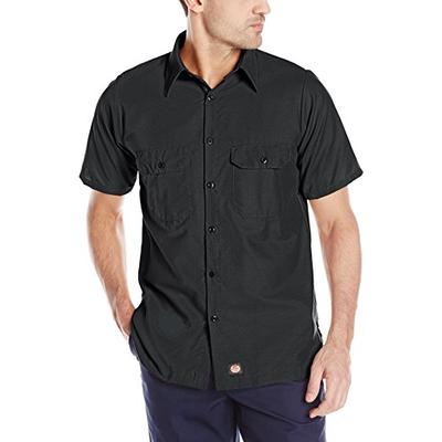 Red Kap Men's Solid Rip Stop Shirt, Black, Short Sleeve 3X-Large