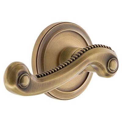 Grandeur 820120 Circulaire Rosette Dummy with Newport Lever in Vintage Brass, Right-Handed