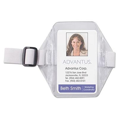 Advantus Heavy-Duty Vertical Arm Badge Holder, 2 1/2 x 3 1/2, Clear/White, 12 Per Box (75649)