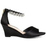 Brinley Co. Womens Jeweled Open-Toe Wedge Black, 7 Regular US screenshot. Shoes directory of Clothing & Accessories.