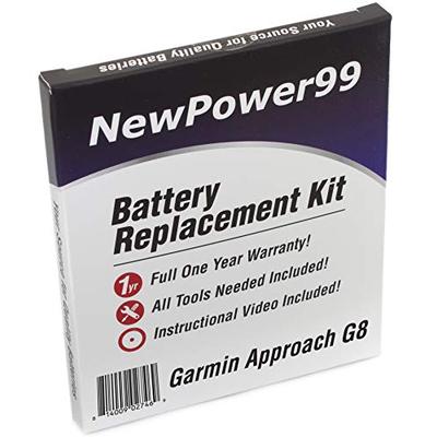 NewPower99 Battery Replacement Kit for Garmin Approach G8 with Installation Video, Tools, and Extend