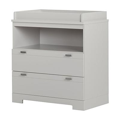 South Shore Reevo Changing Table and Dresser with Drawers, Soft Gray