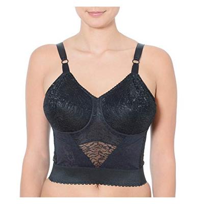 Rago Style 2202 - Long Line Firm Shaping Expandable Cup Bra, 46b Black