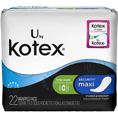 U by Kotex Maxi Pads, Long, Super Unscented 22 ea (Pack of 5)