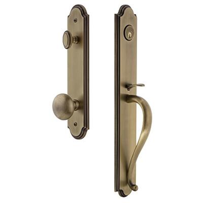 Grandeur 844010 Hardware Arc One-Piece Handleset with S Grip and Fifth Avenue Knob in Vintage Brass,