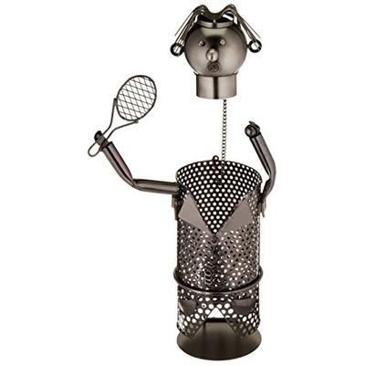 WINE BODIES ZB600 Tennis Player Metal Wine Bottle Holder Charcoal
