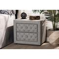 Baxton Studio Lepine Modern & Contemporary Gray Fabric Upholstered 2-Drawer Wood Nightstand- BBT3164-Grey-NS