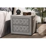 Baxton Studio Lepine Modern & Contemporary Gray Fabric Upholstered 2-Drawer Wood Nightstand- BBT3164-Grey-NS