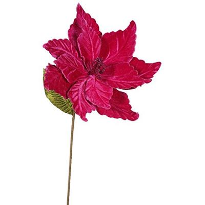 Vickerman QG162709 Poinsettia with 12" Flower Head & Paper wrapped wire Stem in 6/Bag, 22", Cerise