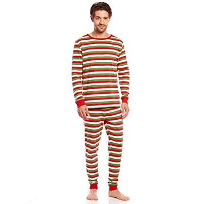 Leveret Mens Pajamas Fitted Striped Christmas 2 Piece Pjs Set 100% Cotton Sleep Pants (Red/Green/Whi