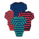 Leveret 4 Pack Long Sleeve Bodysuit 100% Cotton Stripes Boy 3-6 Months Multi 1 screenshot. Infant Bodysuits directory of Clothes.