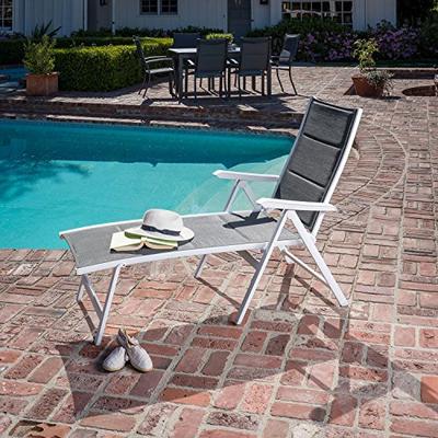 Hanover REGCHS-W-Gry Regis Padded Chaise in White with Gray Sling Outdoor Furniture