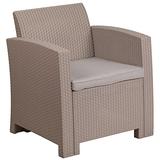 Flash Furniture Charcoal Faux Rattan Chair with All-Weather Light Gray Cushion screenshot. Patio Furniture directory of Outdoor Furniture.