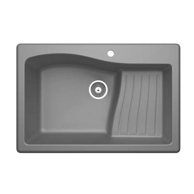 Swan QZ03322AD.173 Granite 1-Hole Dual Mount Single-Bowl Kitchen Sink 33-in L X 22-in H X 10-in H Me
