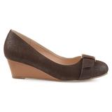Brinley Co. Womens Gael Faux Suede Buckle Detail Comfort-Sole Wedges Brown, 7 Regular US screenshot. Shoes directory of Clothing & Accessories.
