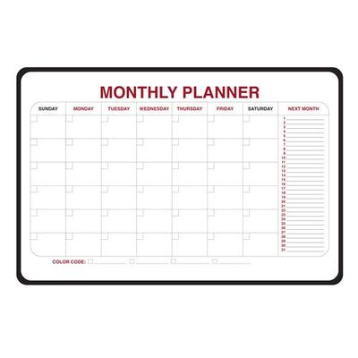 Ghent 2" x 3" Monthly Dry Erase Whiteboard Planner, Radius Corners & Black Vinyl Frame (984515)